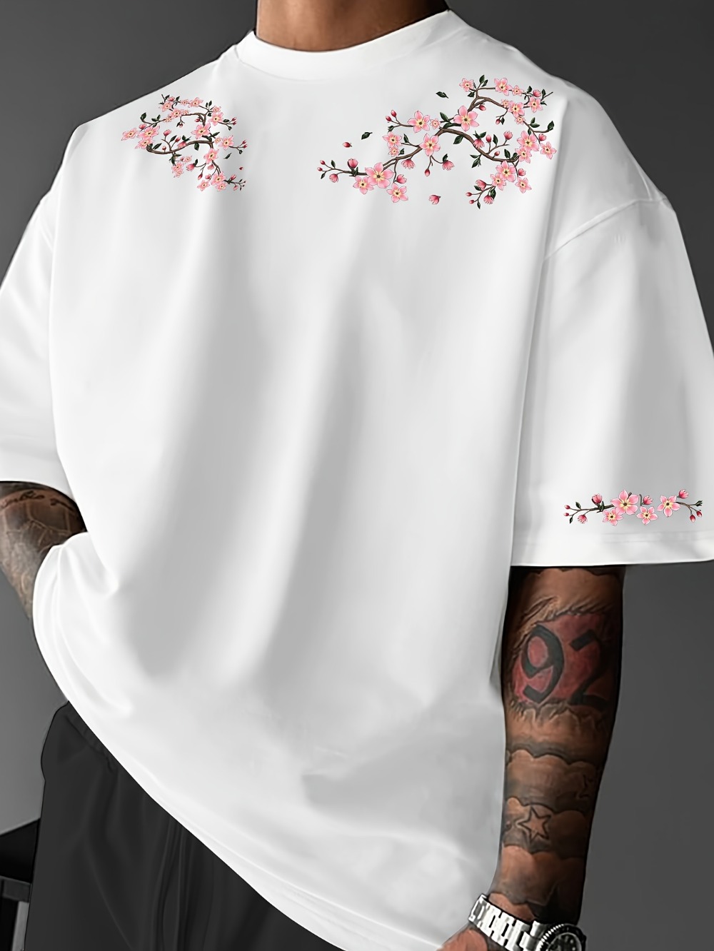Street Fashion In Japanese - 日本の原宿桜 3D プリント呼吸速乾メンズ Tシャツアウトドアストリートファッションカジュアルレジャー親子服