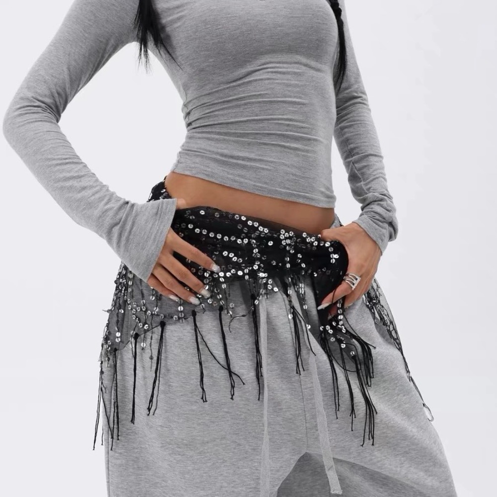 Street Fashion India - ファッションスパンコールベリーダンスベルトジャズダンスストリートダンスダンサースカートタッセルショーコスチュームウエストチェーン（タイ/インド/アラブ向け）