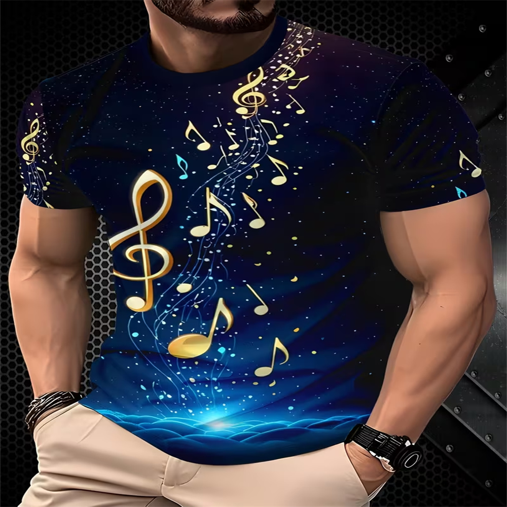 Street Fashion Definition - 新しいファッション夏 3D 高精細プリント音楽記号と音符パターン T シャツストリートスタイルユニセックスキッズカジュアルトップ