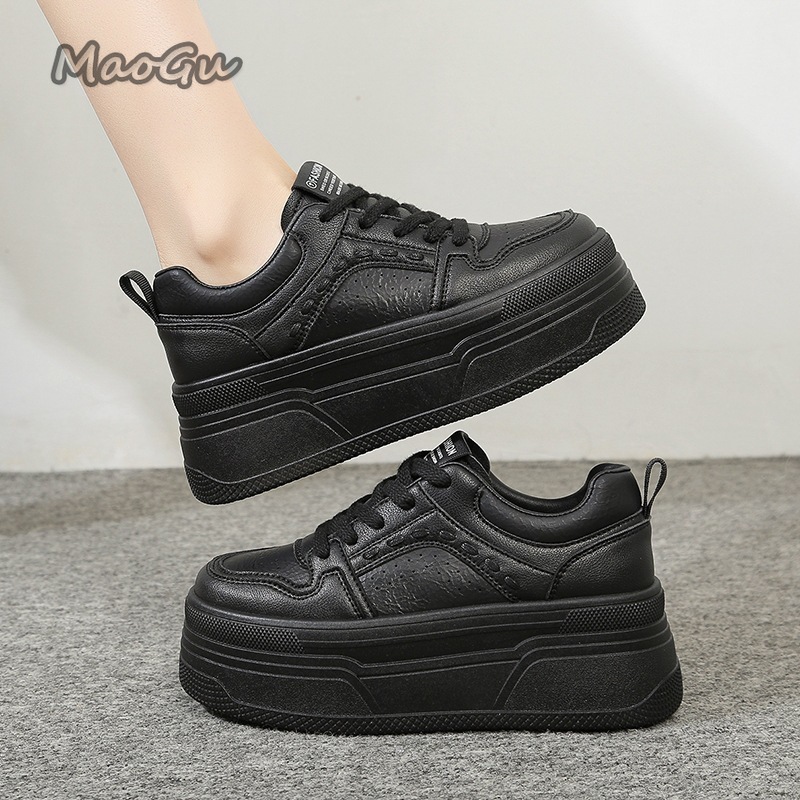 Chunky Sneaker Platform - 身長を伸ばすプラットフォーム ホワイトスニーカー 女性用 レースアップ 厚底 カジュアルシューズ