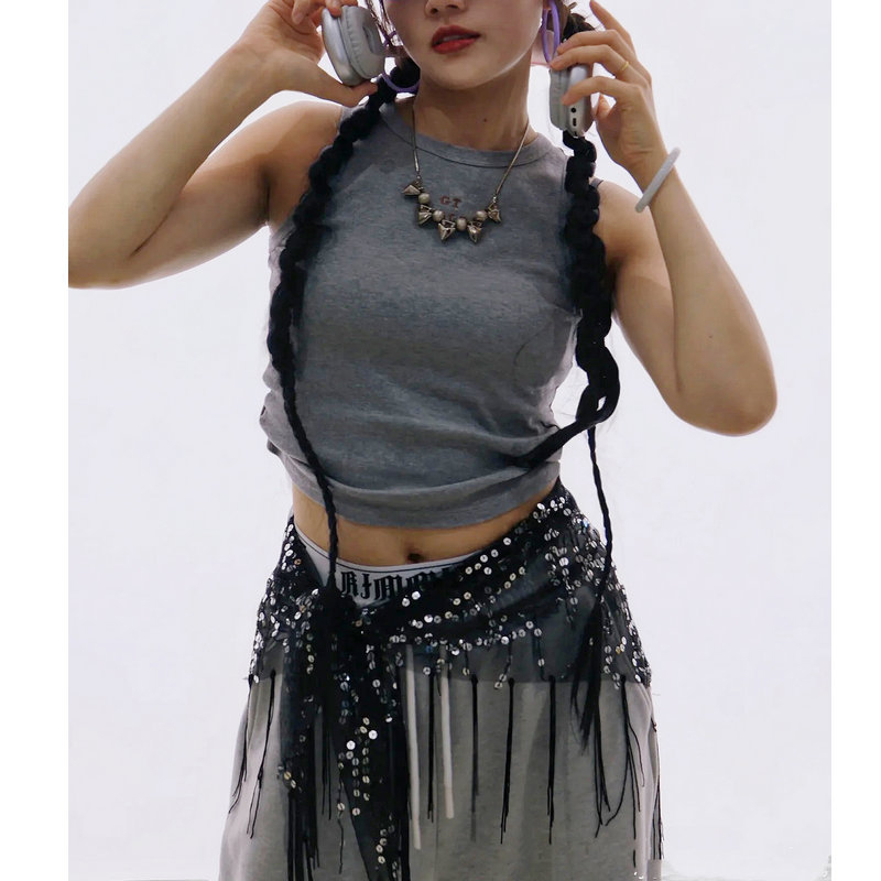 Street Fashion India - ファッションスパンコールベリーダンスベルトタッセルジャズダンスヒップスカーフストリートダンスショーコスチュームダンサースカート（タイ/インド/アラブ向け）