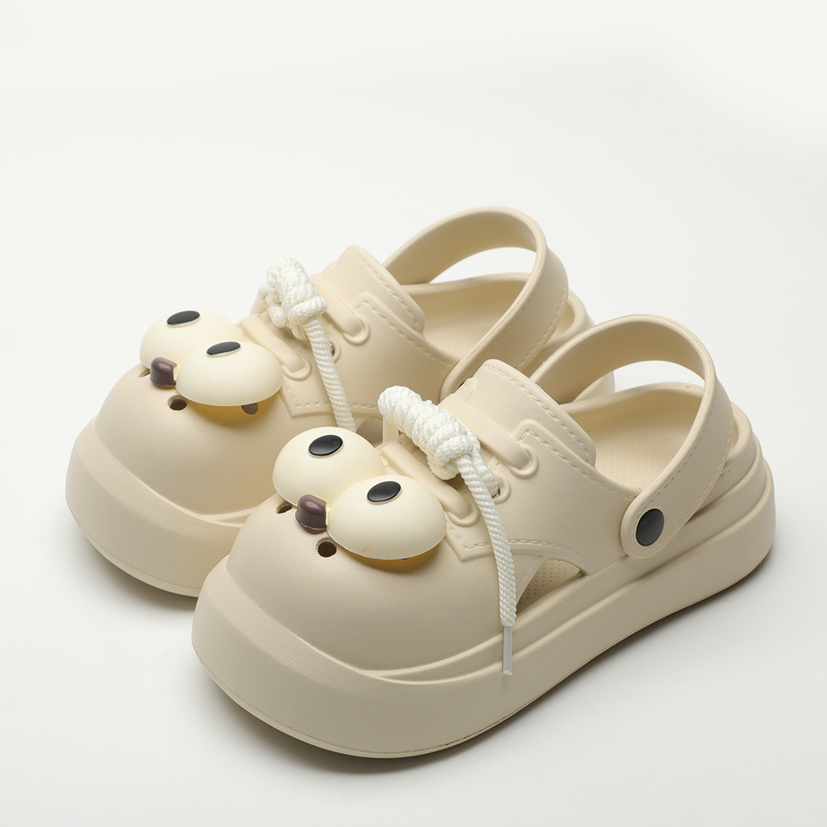 Street Fashion Walking - キュートなDIYビッグアイファッションクロッグ、女性用サマープラットフォームシューズ、クローズトゥ、女性用ホームストリートスリッパ、女の子用デイリーウォーキングサンダル