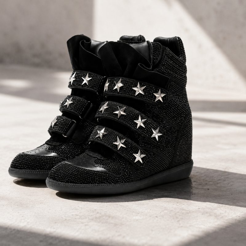 Street Fashion Walking - レディースラインストーンアンクルブーツ、女性用ファッションレースアップチャンキーソールブーツ、キラキラクリスタルディテール付きカジュアルウォーキングシューズ
