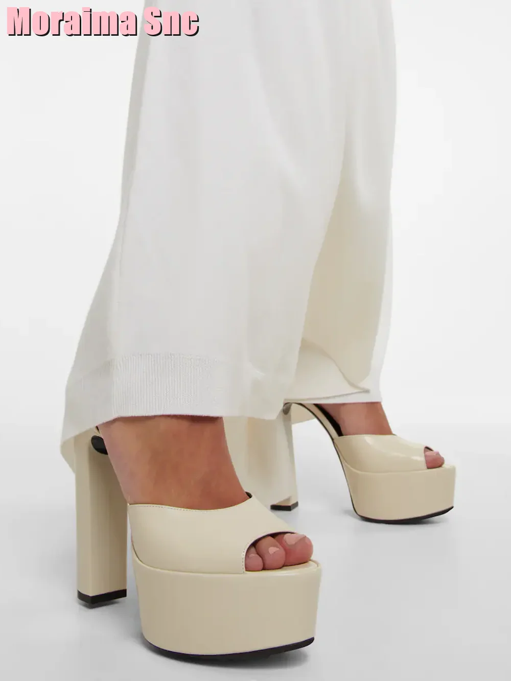 Chunky Sneaker Platform - 女性用パテントレザープラットフォーム厚底サンダル,チェーンとバックル付きのファッショナブルなセクシーな靴,夏用