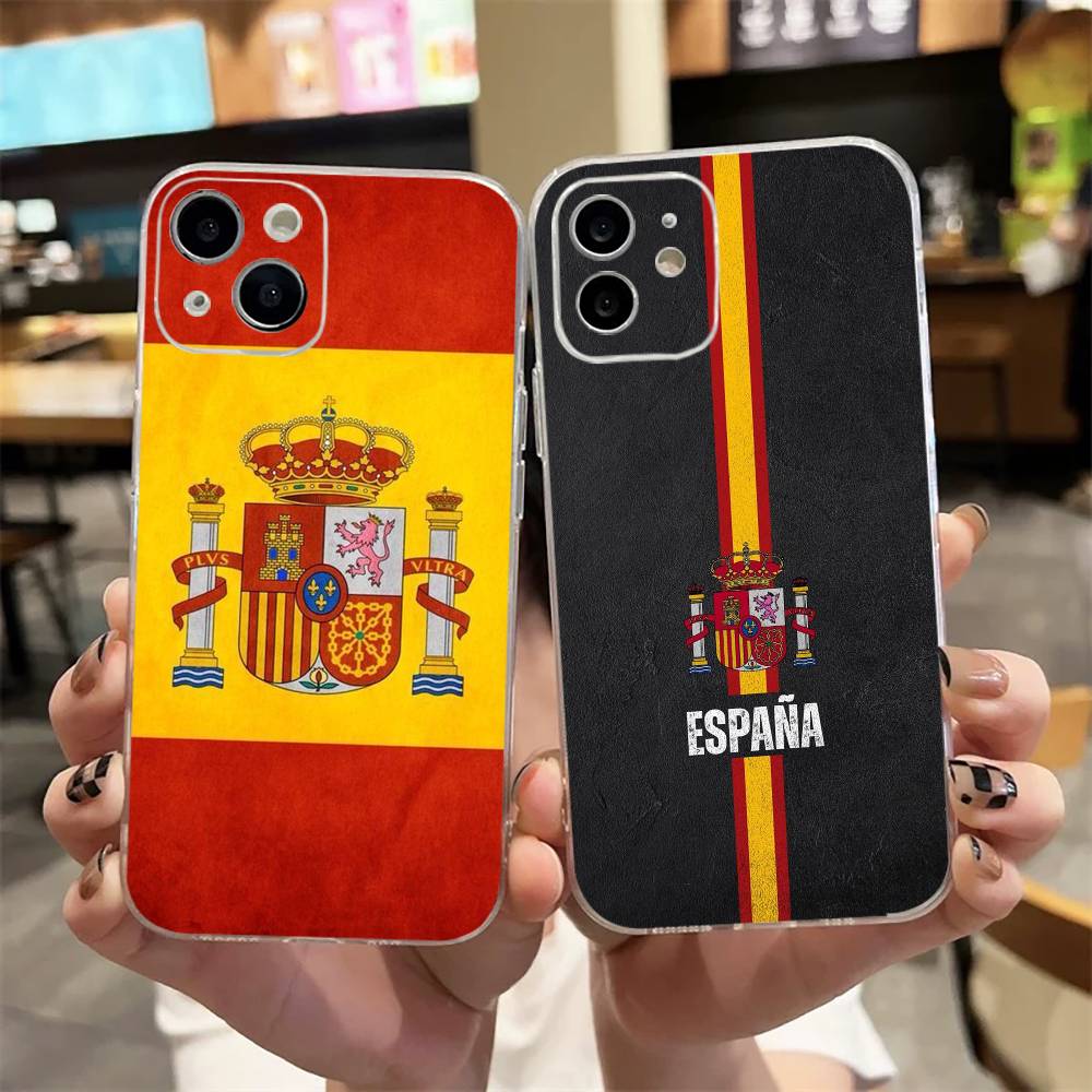 Street Fashion Store - スペイン国旗アート柄 iPhoneケース iPhone17,16,15,14,13,12,11 Plus,Pro Max対応 ソフト透明カバー