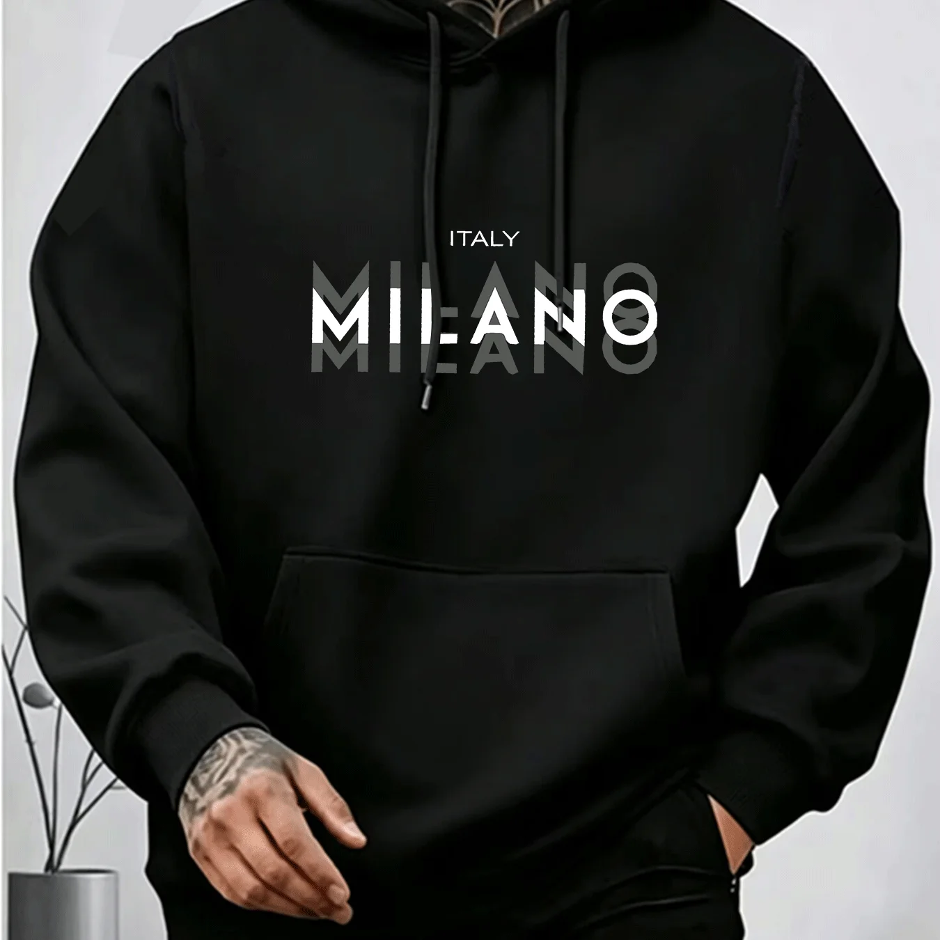 Street Fashion Milano - メンズ ミラノ レタープリント パーカー 春秋 ストリート