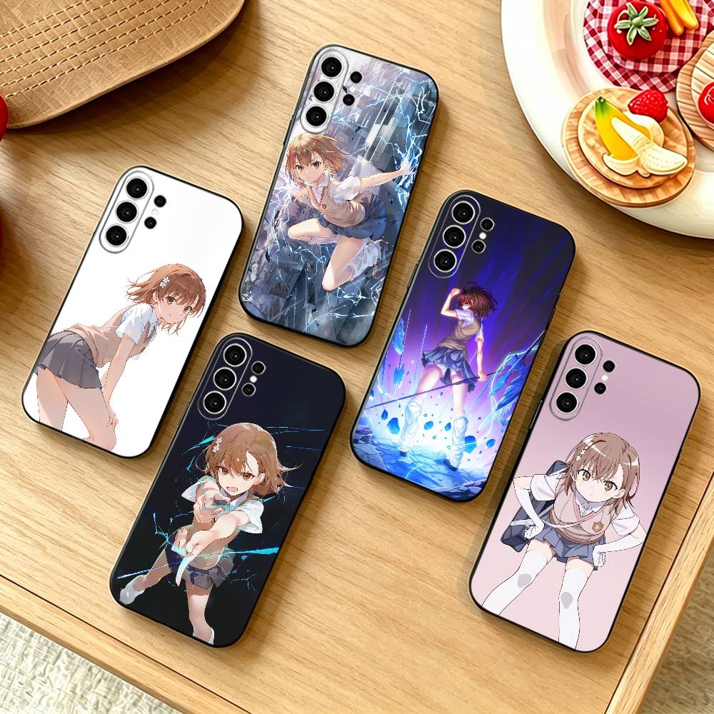 Street Fashion Store - M-御坂美琴 スマホケース Samsung S25,S24,S21,S22,S23,S30,Ultra,S20,Plus,Fe,Note,10,9,5G対応 ブラックカバー