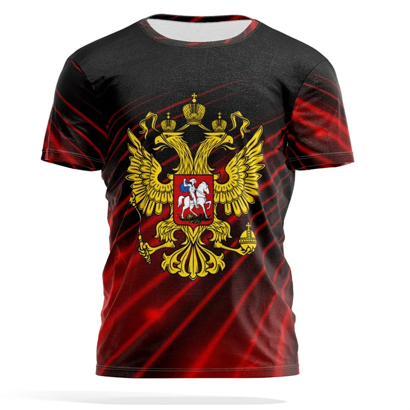 Street Fashion Essentials - ロシア国章プリント Tシャツ男性女性プライドストリートファッションラウンドネック Tシャツロシア CCCP クラシックエッセンシャルシャツ