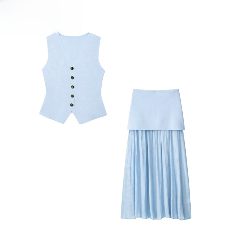 Street Fashion Vest - 春の新作 レディース ニットベストトップ ZRスタイル 無地 ハーフスカート