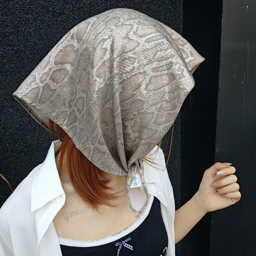 Street Fashion Hip Hop - 帽子 Y2K スネークプリント ヘアスカーフ ソフト ヒップホップ