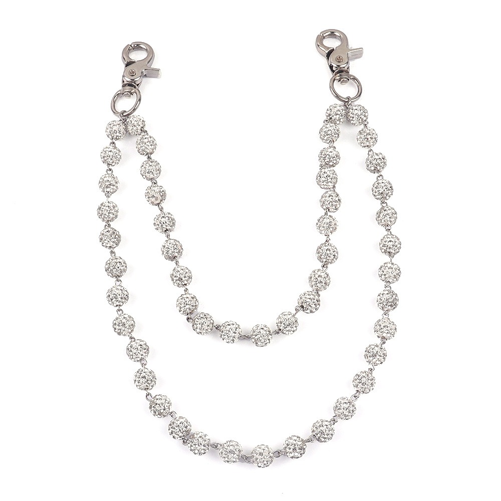 Street Fashion Hip Hop - 原宿ストリートヒップホップズボンラインストーンキーホルダーヒップスターパンツ白財布ベルトチェーンロックジュエリー