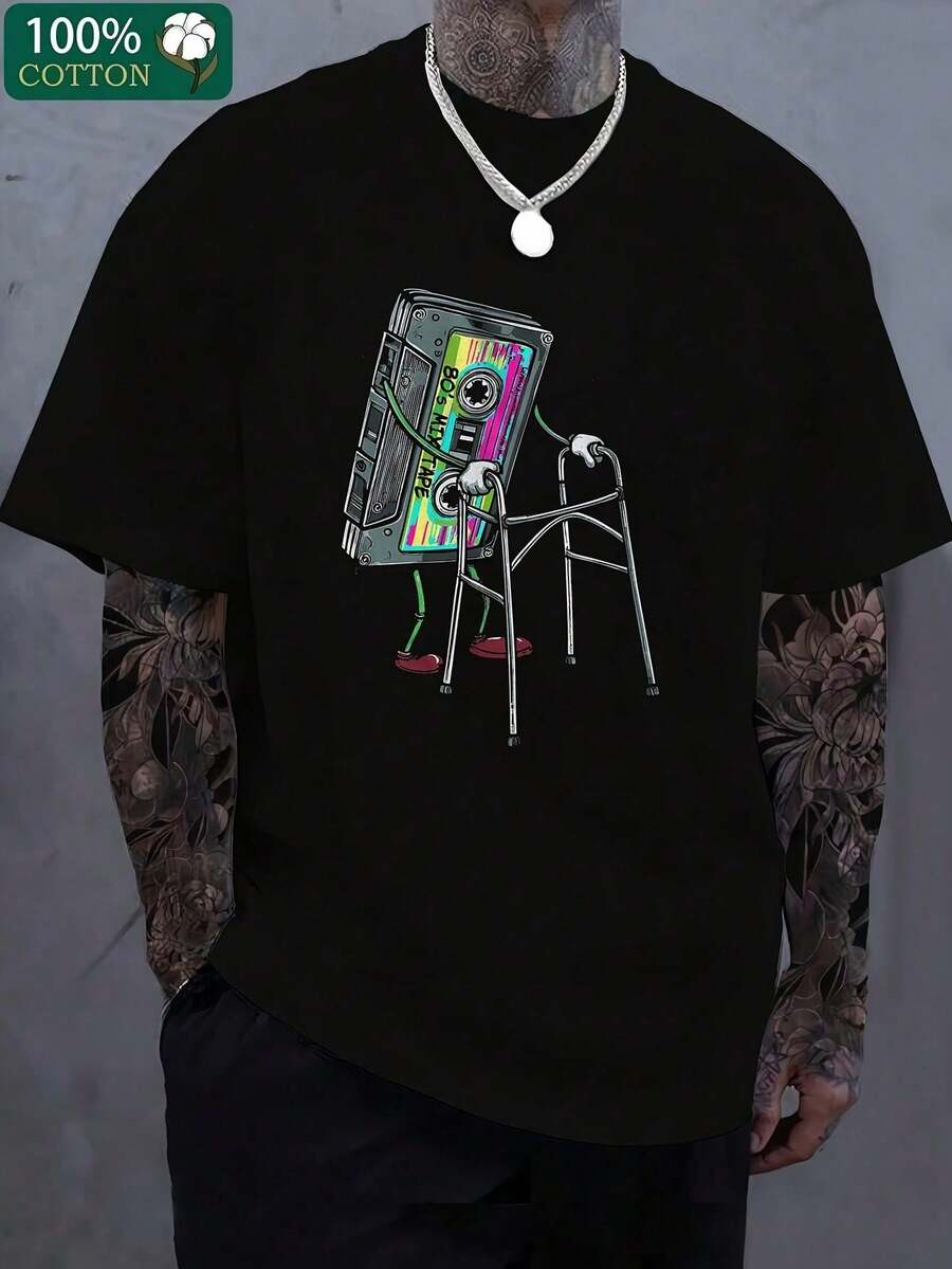 Street Fashion Essentials - プリントメンズTシャツ、ストリートスタイルプリント、Y2kヒップホップファッションTシャツ、ファッションカジュアルルーズメンズ、夏の必需品