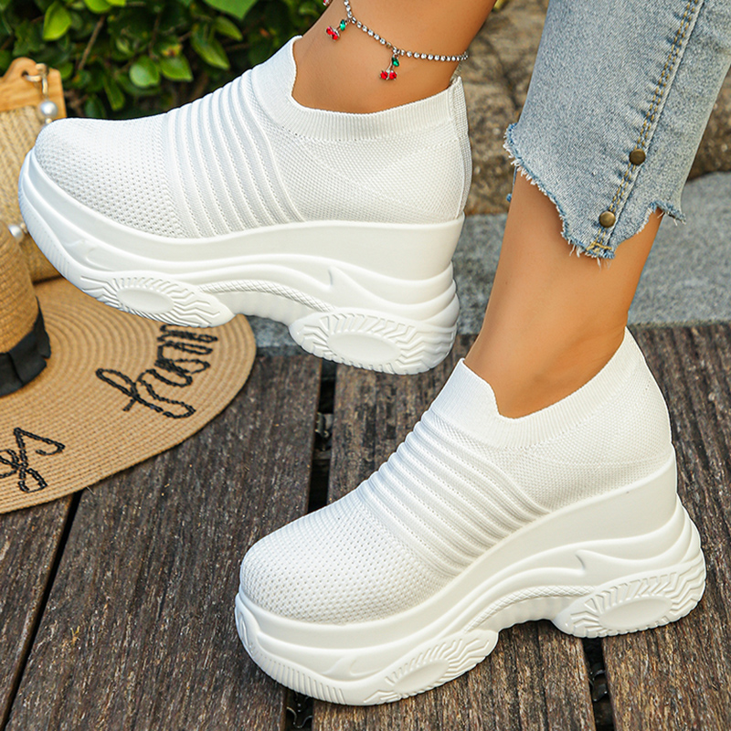 レディースニットホワイトチャンキースニーカー2026春通気性 - Chunky Sneaker Platform のレビューと価格