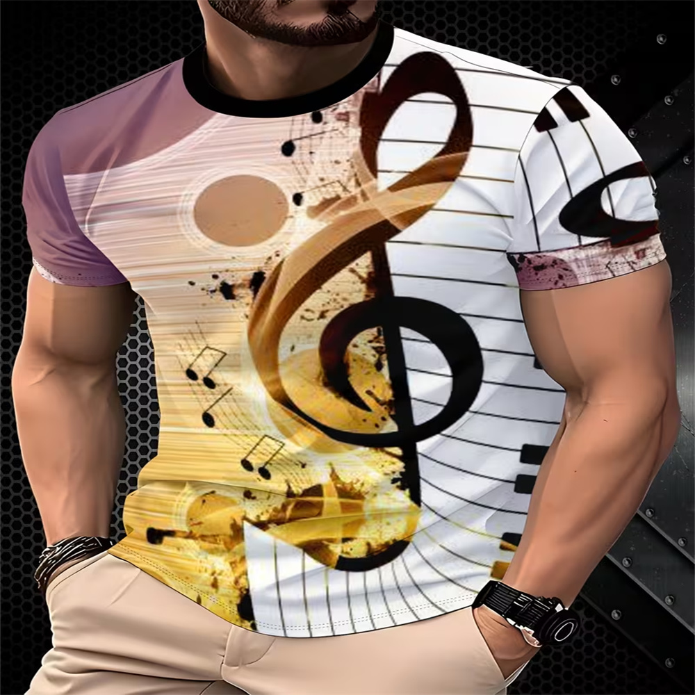 新しいファッション夏 3D 高精細プリント音楽記号と音符パタ - Street Fashion Definition のレビューと価格