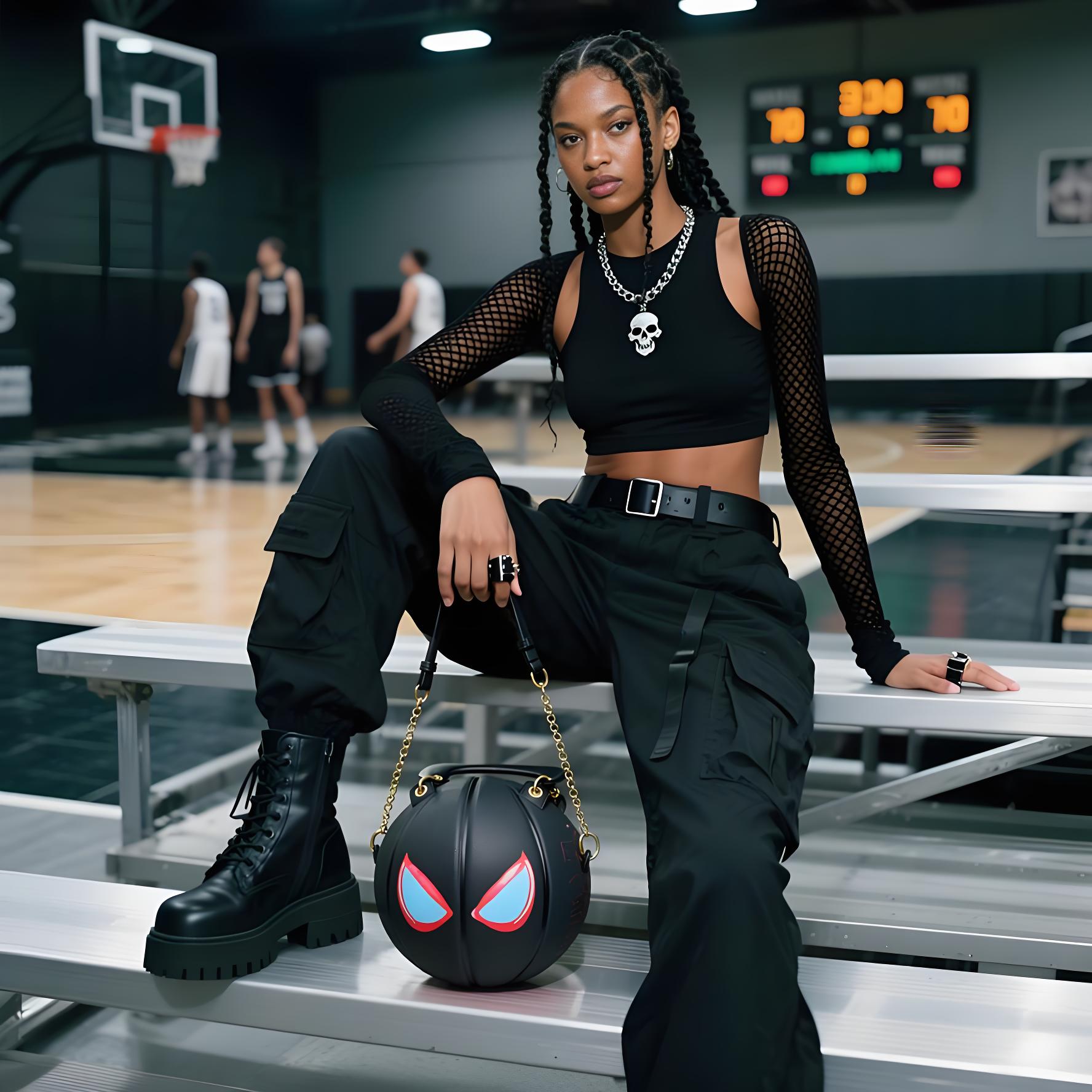 クアンミ バスケットボール風ハンドバッグ トレンドのストリー - Street Fashion Essentials のレビューと価格
