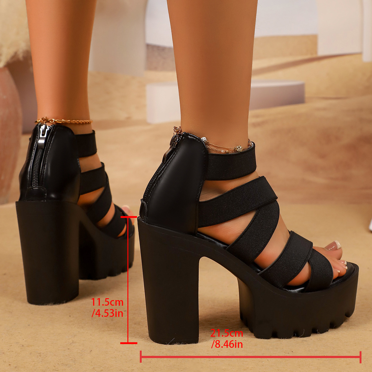 パンクスタイルチャンキーハイヒールプラットフォームサンダル女 - Chunky Sneaker Platform のレビューと価格