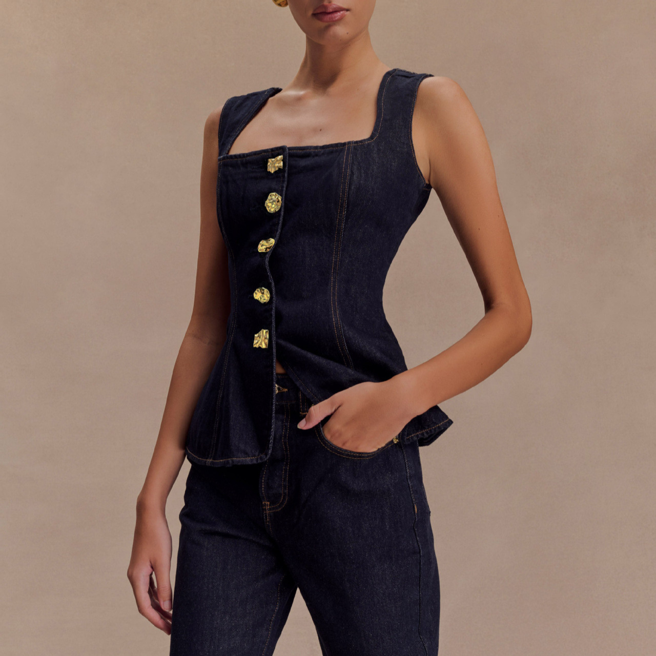 2025年夏 デニムパンツセット レディース ファッション  - Street Fashion Vest のレビューと価格
