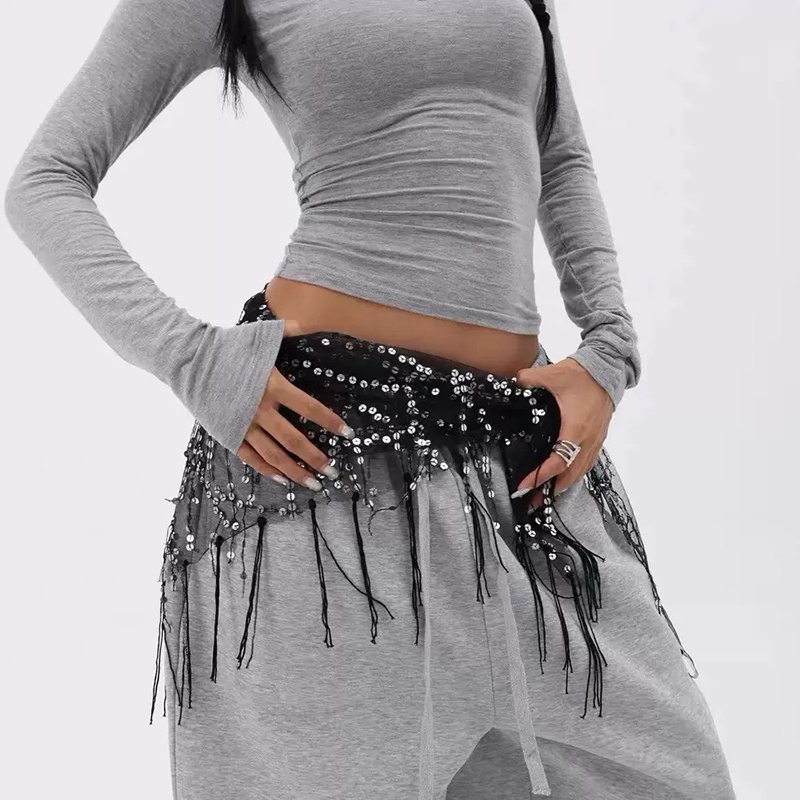 ファッションスパンコールベリーダンスベルトタッセルジャズダン - Street Fashion India のレビューと価格