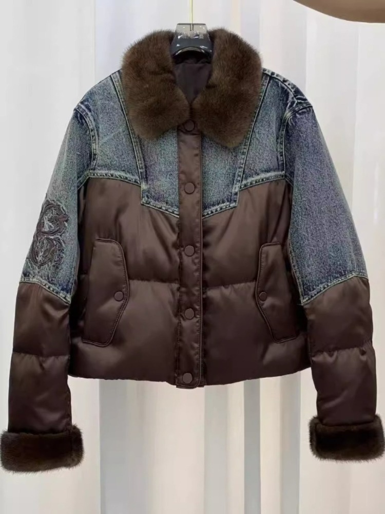 ショートグースダウンパッド入りジャケット秋冬ターンダウンリア - Street Fashion Store のレビューと価格