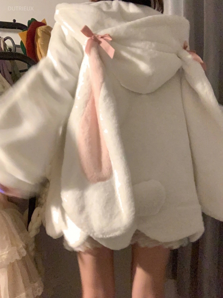 日本のジャケット女性の冬服ストリートラムウールかわいいウサギ - Street Fashion In Japanese のレビューと価格