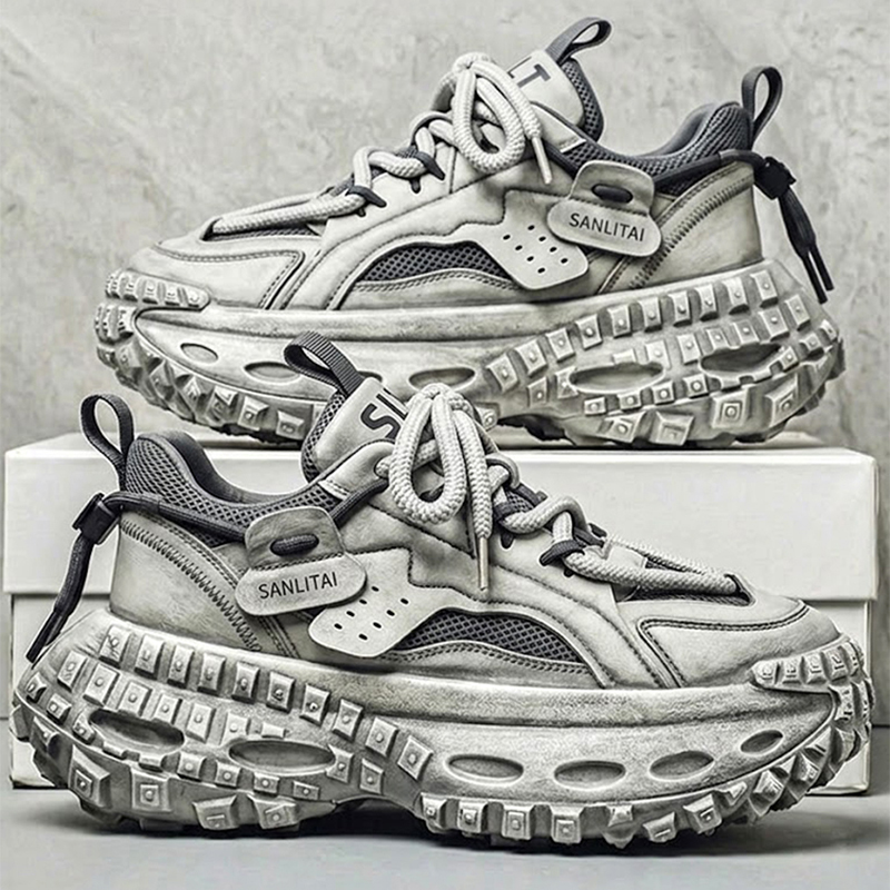 ビッグサイズメンズメッシュチャンキーダッドスニーカー超厚底ラ - Street Fashion Walking のレビューと価格