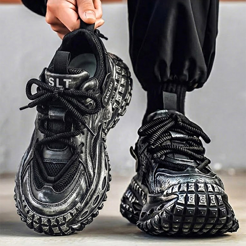 ビッグサイズメンズメッシュチャンキーダッドスニーカー超厚底ラ - Street Fashion Walking のレビューと価格