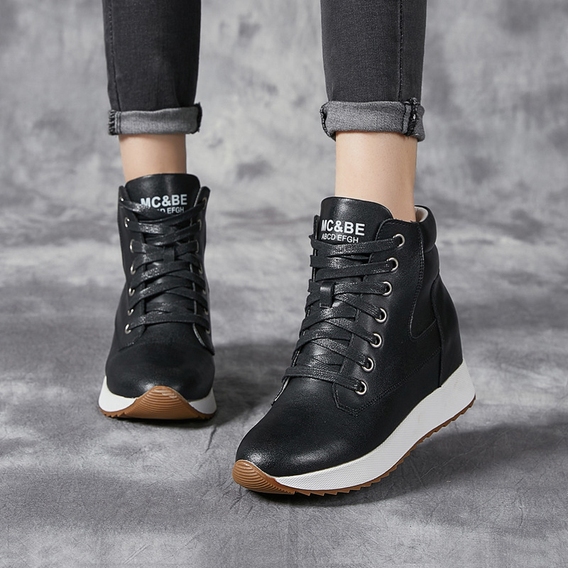 7 センチメートル本革女性アンクルブーツプラットフォームウェ - Chunky Sneaker Platform のレビューと価格