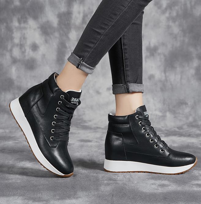 7 センチメートル本革女性アンクルブーツプラットフォームウェ - Chunky Sneaker Platform のレビューと価格