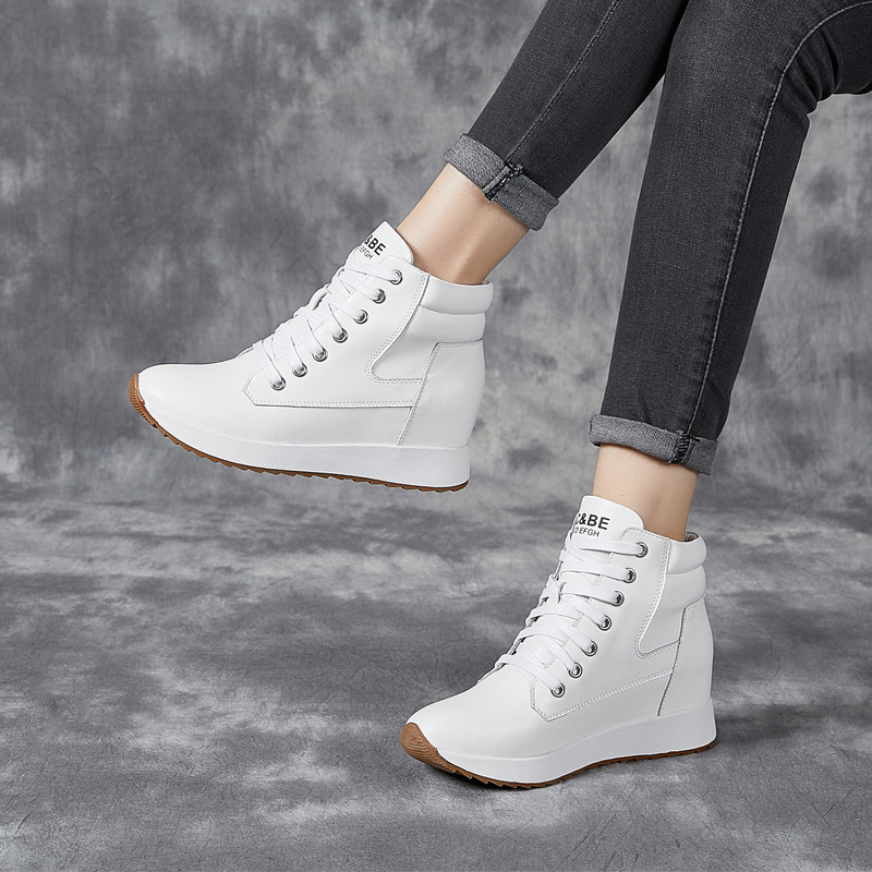 7 センチメートル本革女性アンクルブーツプラットフォームウェ - Chunky Sneaker Platform のレビューと価格