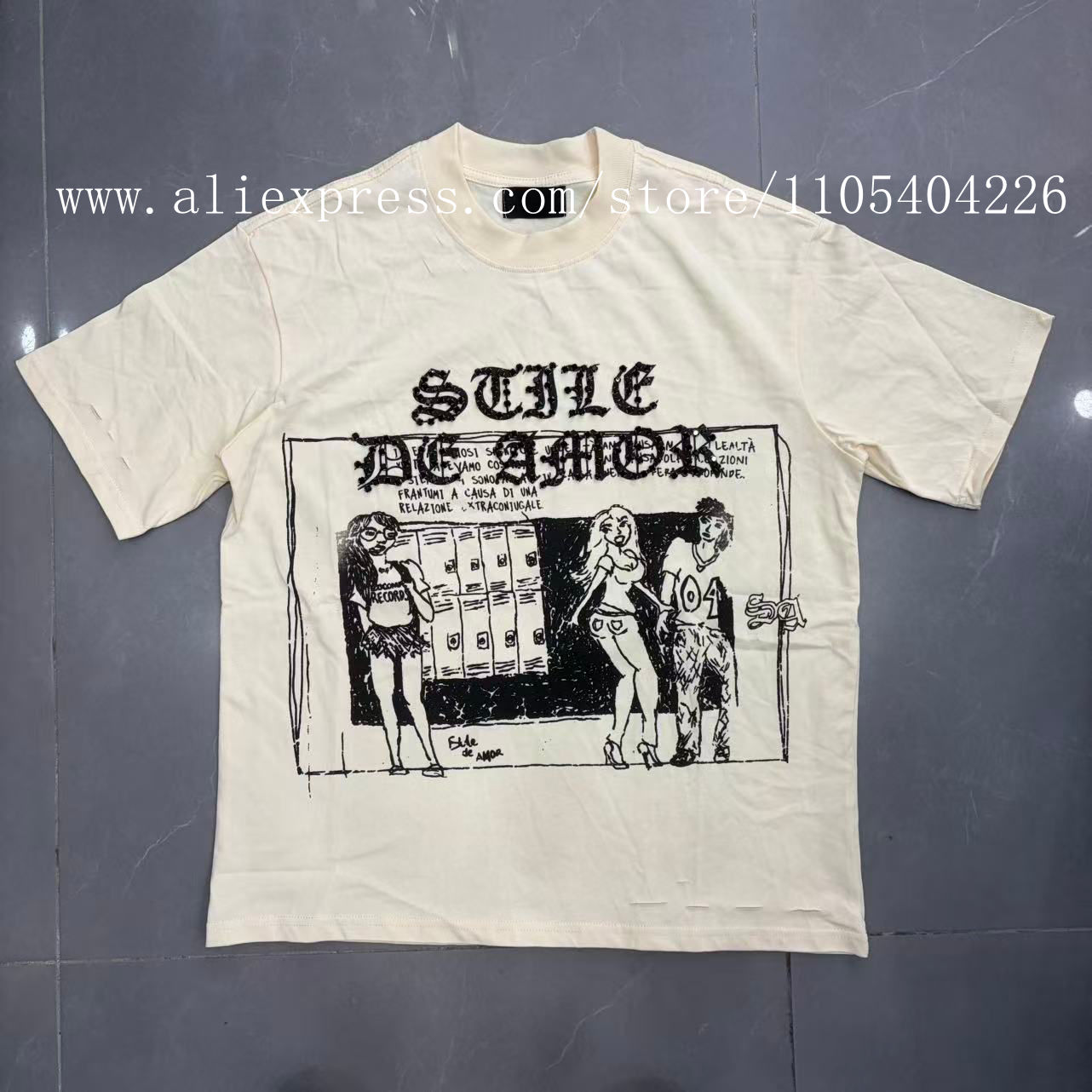 高品質ラインストーン装飾ファッション半袖Tシャツ、ホワイトイ - Street Fashion Definition のレビューと価格