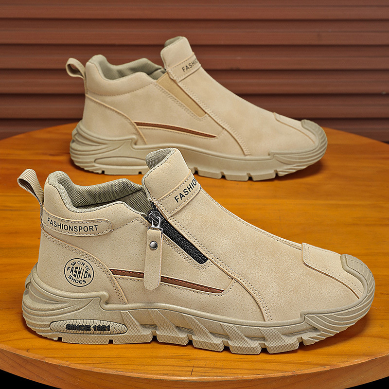 メンズカジュアルジッパー付きショートブーツ スポーツ アウト - Street Fashion Walking のレビューと価格