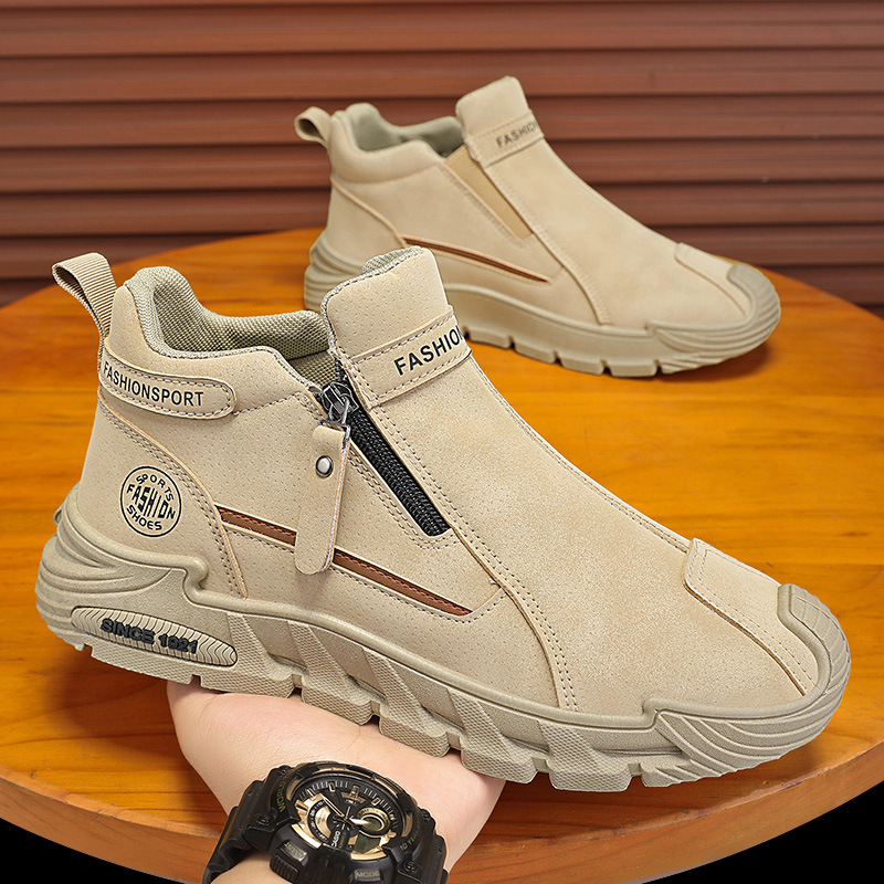 メンズカジュアルジッパー付きショートブーツ スポーツ アウト - Street Fashion Walking のレビューと価格