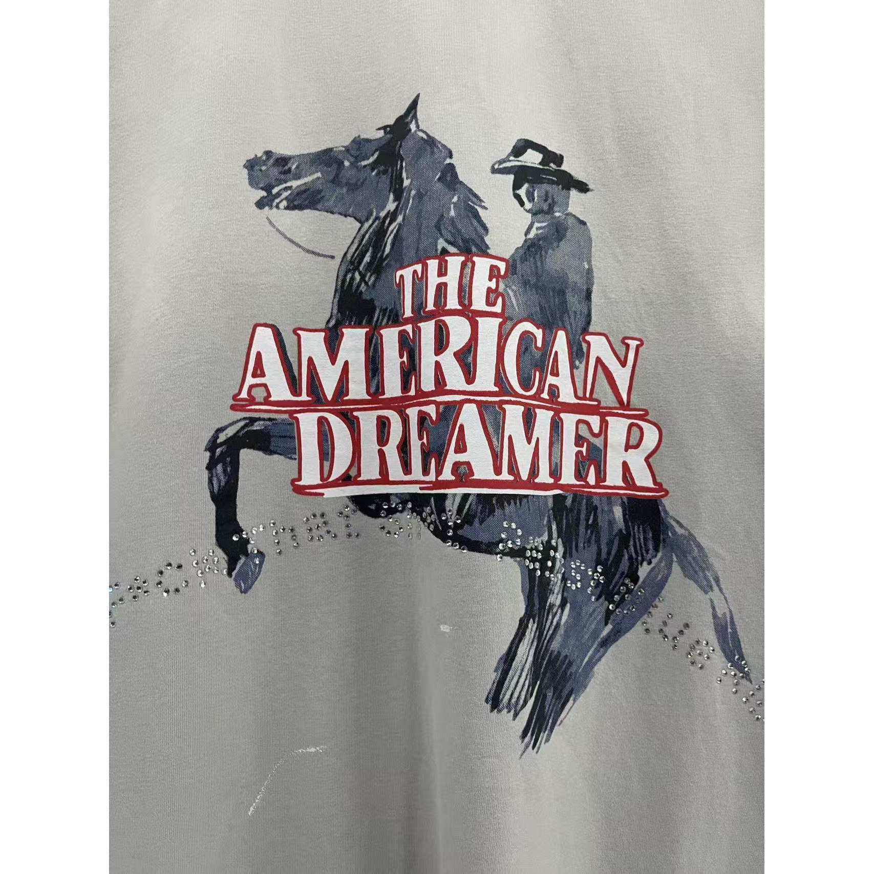 パリ風ハイストリートスタイルラインストーンプリントTシャツユ - Street Fashion Walking のレビューと価格