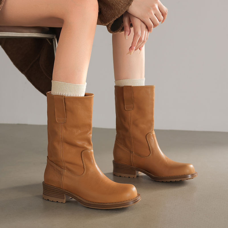 新しい 2026 トレンド女性秋本物の牛革アンクルブーツイエ - Street Fashion Rome のレビューと価格