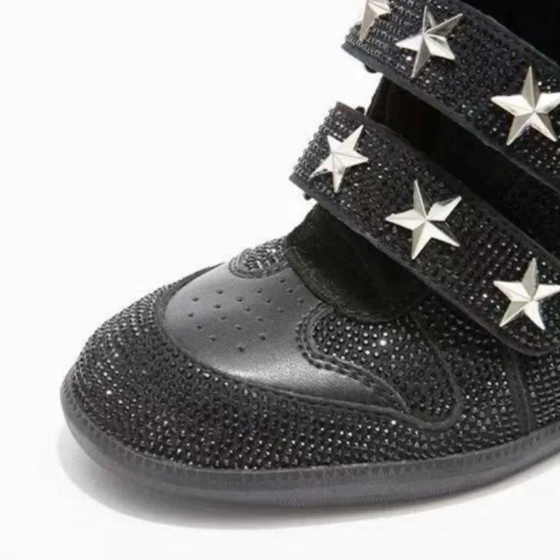 レディースラインストーンアンクルブーツ、女性用ファッションレ - Street Fashion Walking のレビューと価格