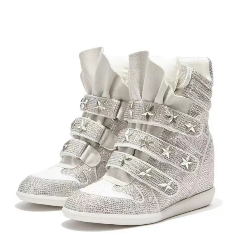 レディースラインストーンアンクルブーツ、女性用ファッションレ - Street Fashion Walking のレビューと価格