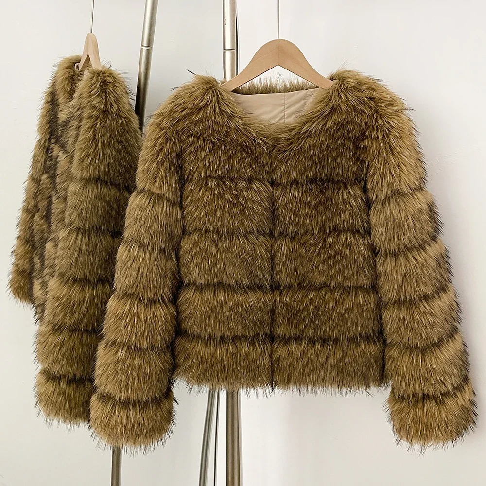 フェイクファーコート環境に優しい女性用暖かいフェイクファー  - Street Fashion Store のレビューと価格