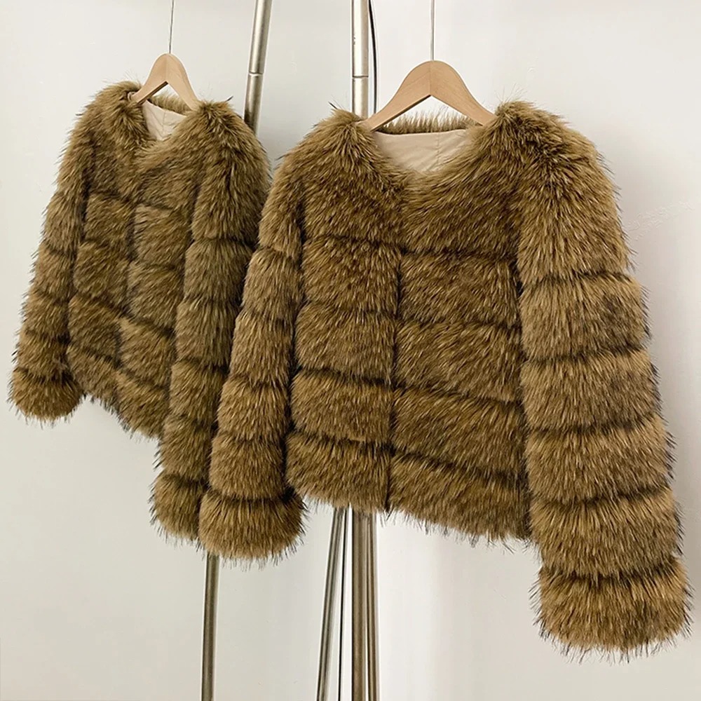 フェイクファーコート環境に優しい女性用暖かいフェイクファー  - Street Fashion Store のレビューと価格