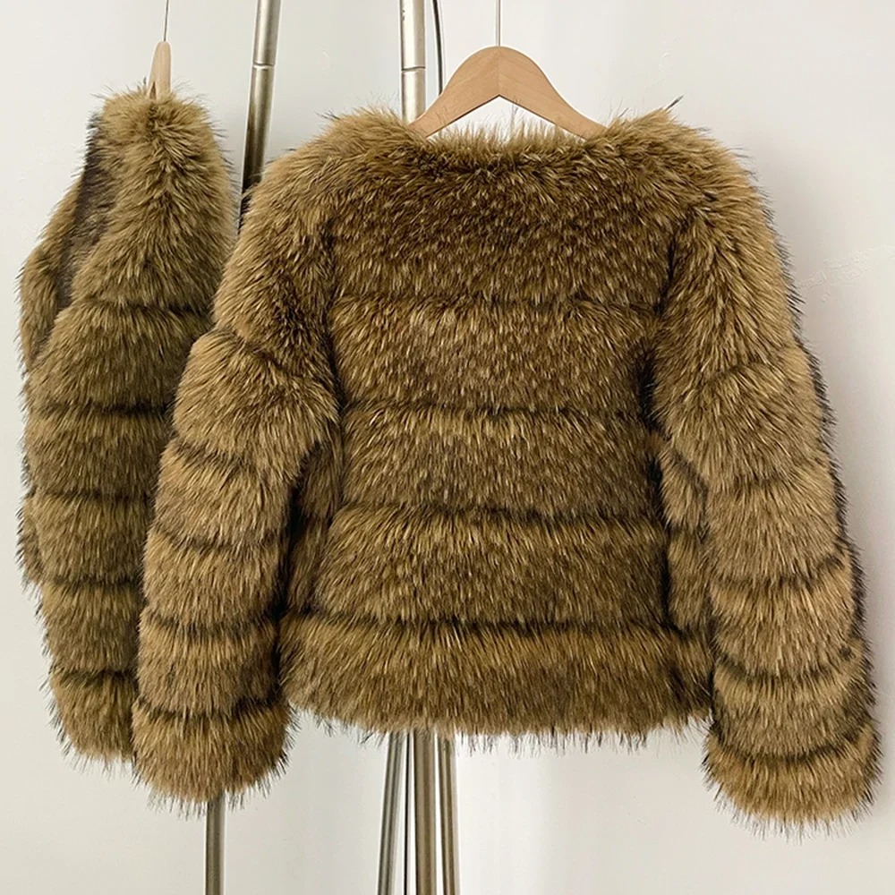 フェイクファーコート環境に優しい女性用暖かいフェイクファー  - Street Fashion Store のレビューと価格