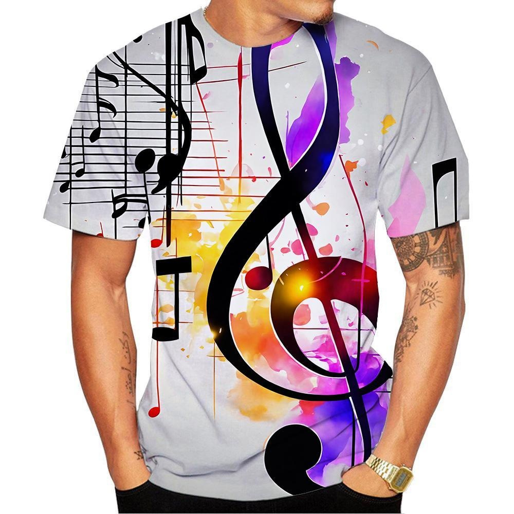 3Dプリントの高精細ユニセックスTシャツ,音楽のシンボルとノ - Street Fashion Definition のレビューと価格