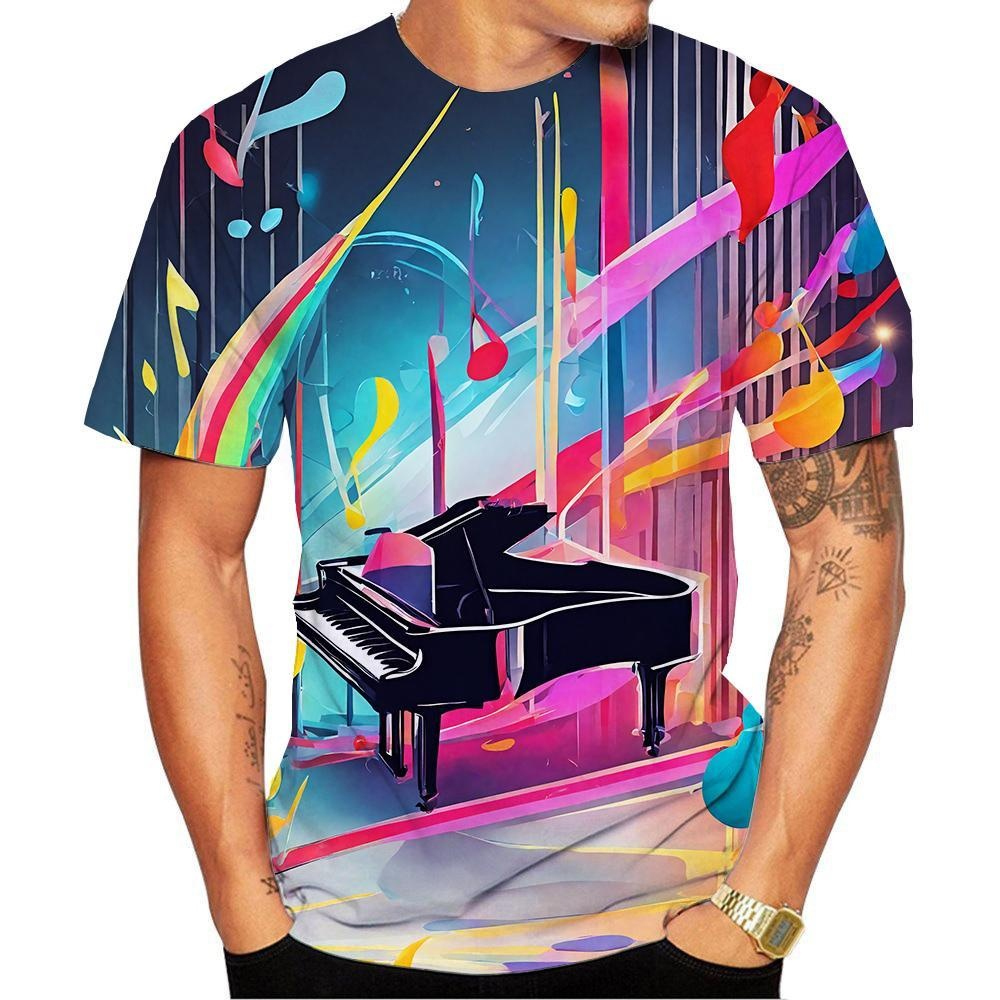 3Dプリントの高精細ユニセックスTシャツ,音楽のシンボルとノ - Street Fashion Definition のレビューと価格