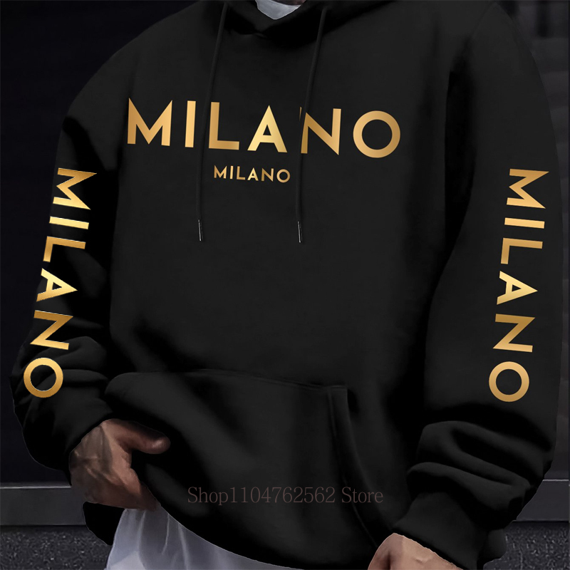 ミラノレタープリントパーカー男性女性秋冬カジュアルファッショ - Street Fashion Milano のレビューと価格