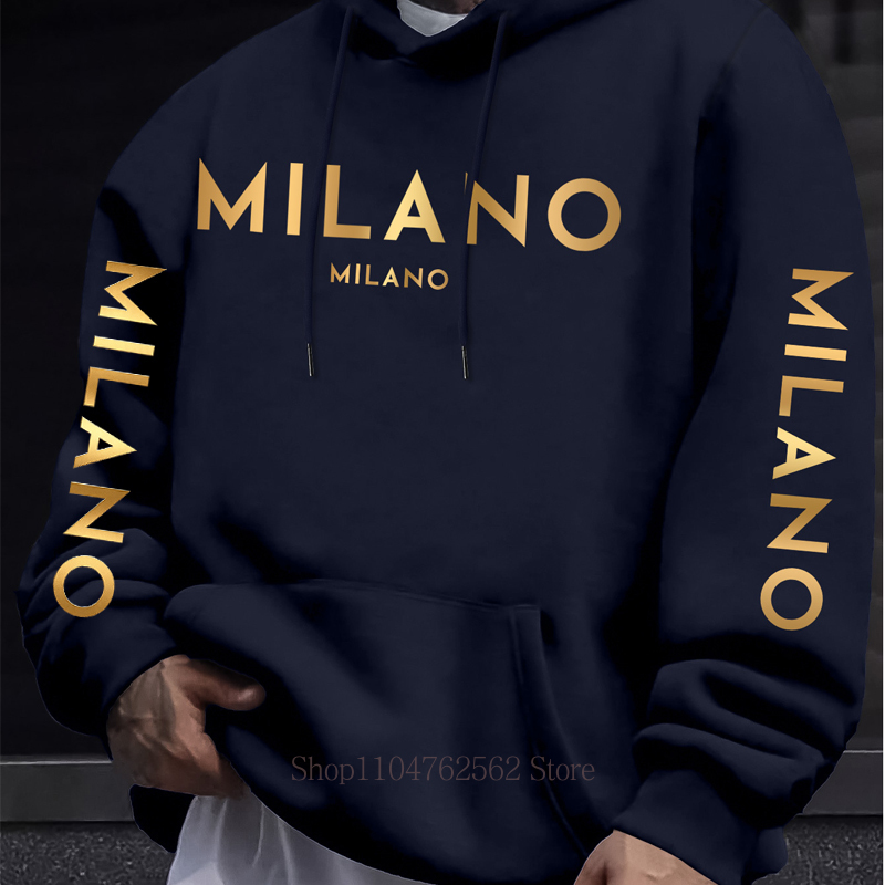 ミラノレタープリントパーカー男性女性秋冬カジュアルファッショ - Street Fashion Milano のレビューと価格