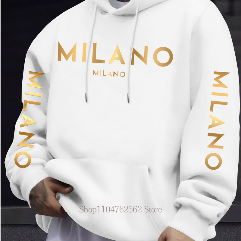 ミラノレタープリントパーカー男性女性秋冬カジュアルファッショ - Street Fashion Milano のレビューと価格