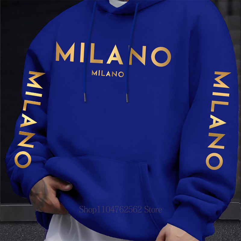 ミラノレタープリントパーカー男性女性秋冬カジュアルファッショ - Street Fashion Milano のレビューと価格