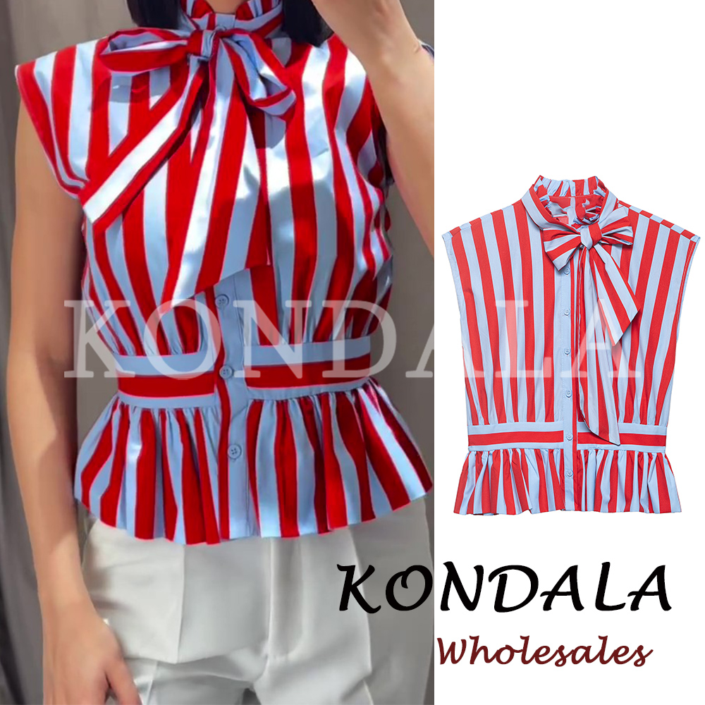 KONDALA シックなストライプ Y2K 女性ブラウス夏の - Street Fashion Vest のレビューと価格