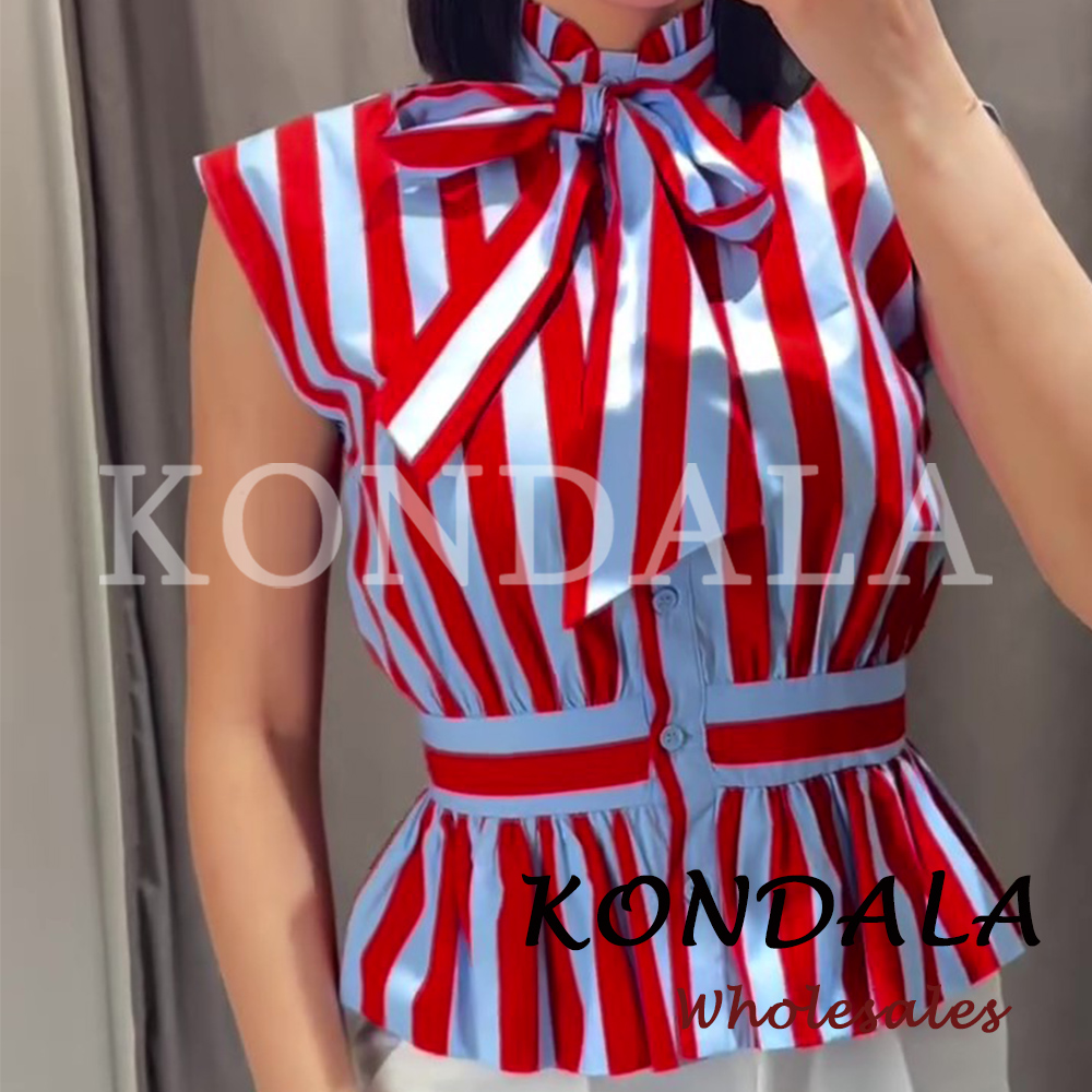 KONDALA シックなストライプ Y2K 女性ブラウス夏の - Street Fashion Vest のレビューと価格
