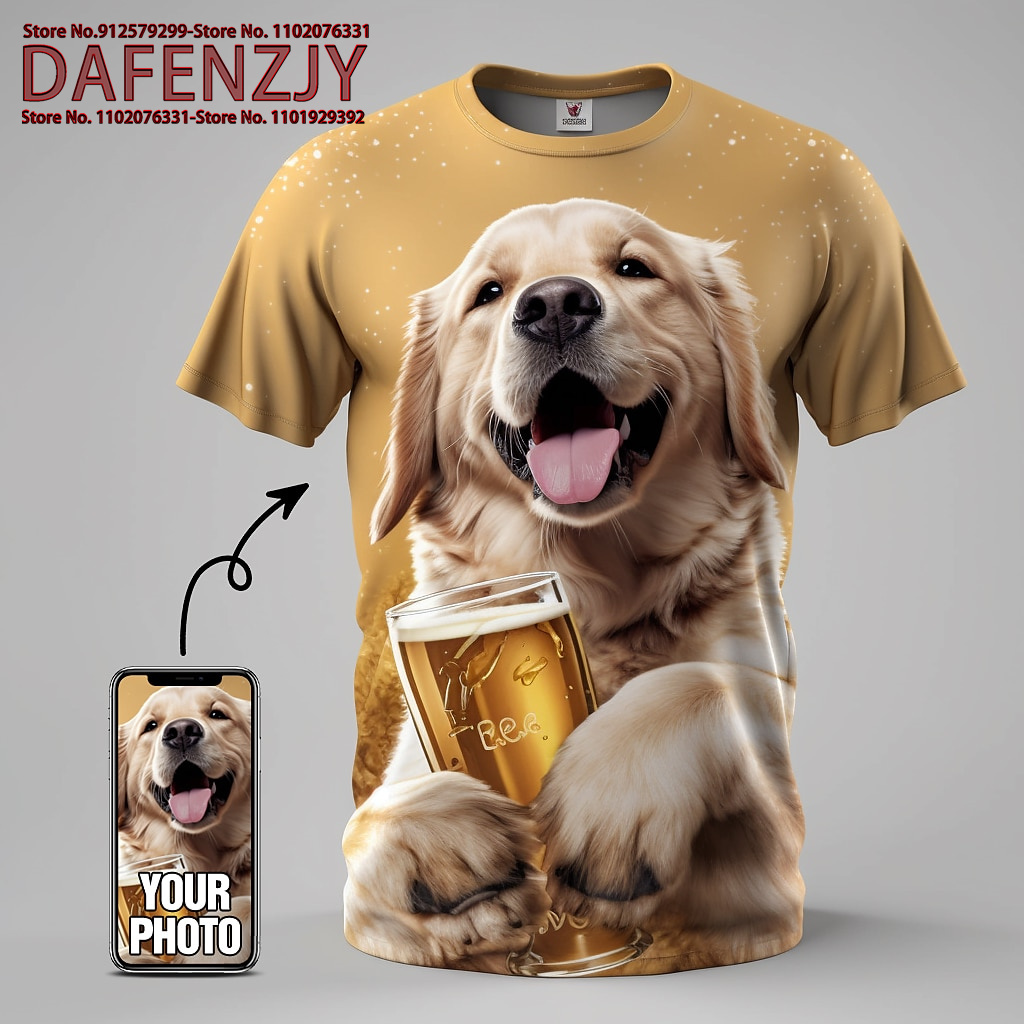 男性と女性のための3DプリントTシャツ,楽しいペット写真,ヒ - Street Fashion Hip Hop のレビューと価格