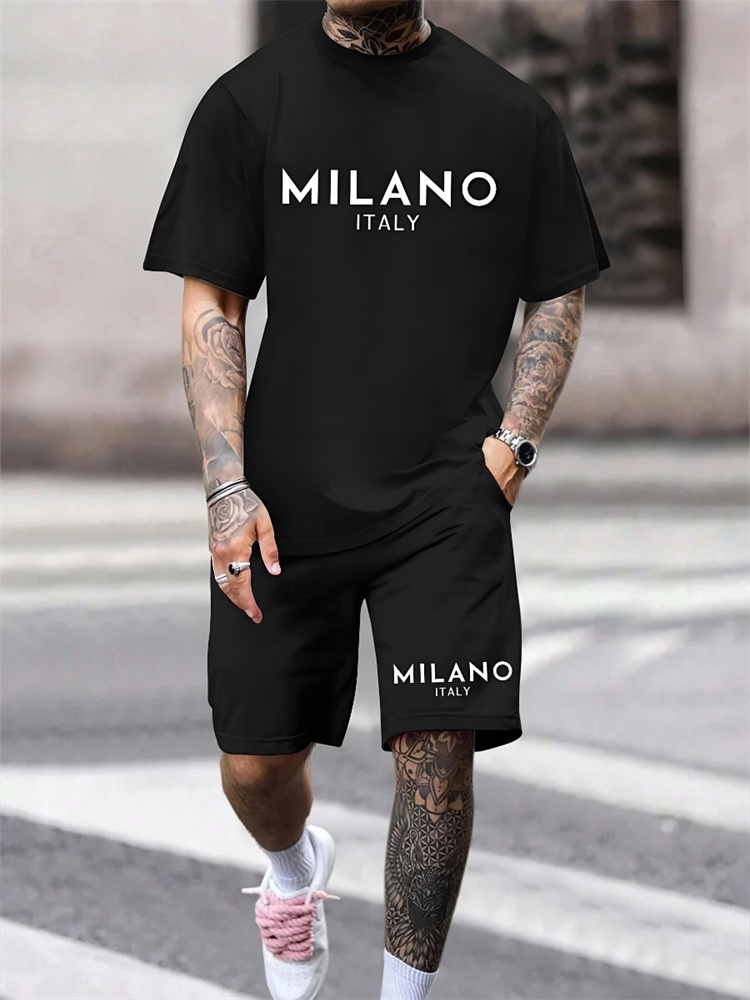メンズミラノプリントTシャツとショーツのセット,カジュアルな - Street Fashion Milano のレビューと価格