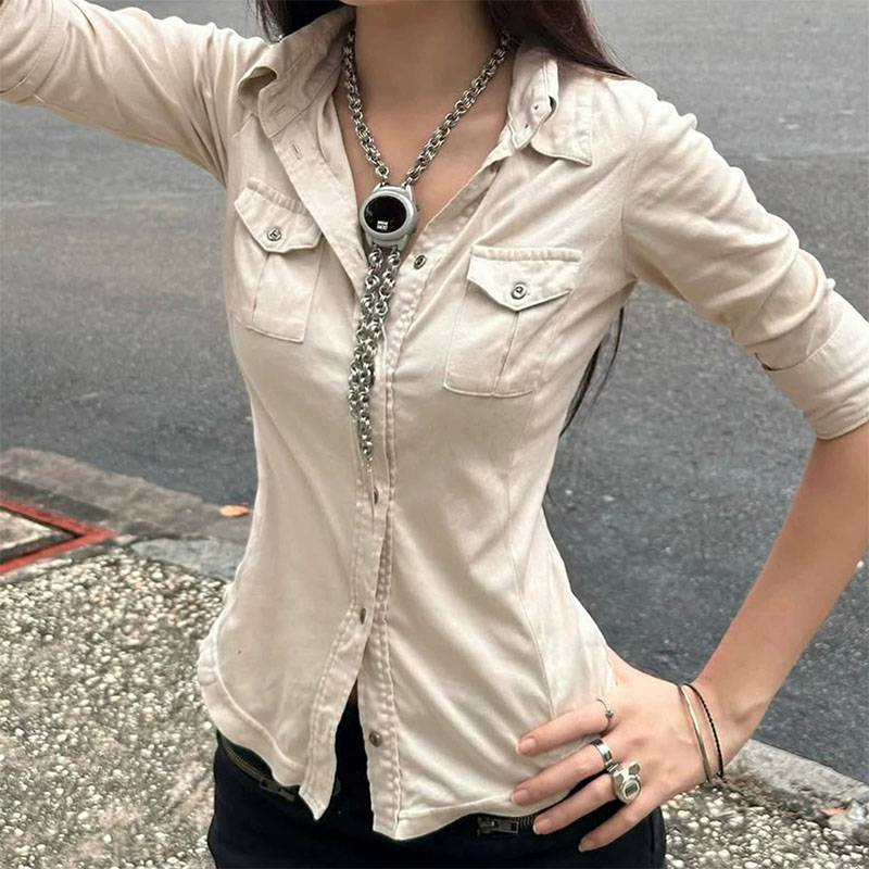 半袖ボタンアップシャツ女性服日本2000年代スタイルY2kト - Street Fashion In Japanese のレビューと価格